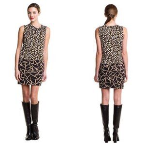 Diane von Furstenberg - Black & Brown Silk Shift Dress size 4